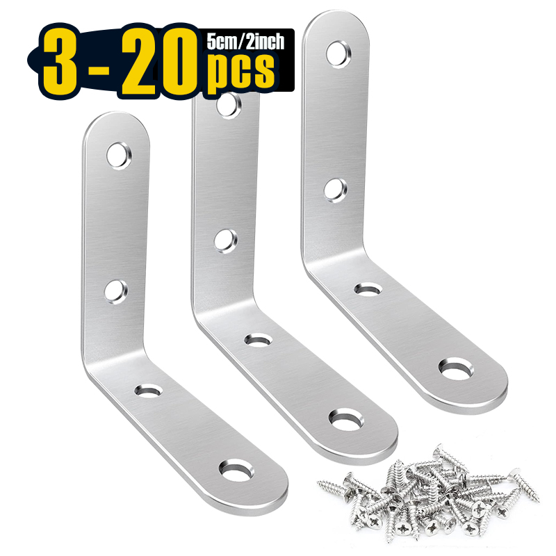 Woodworking X Brace - 3-20 ชิ้น ขายึดรูปตัว L สแตนเลส ชุดเหล็กฉากมุม
