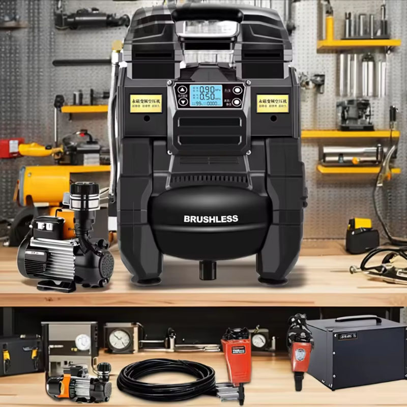Woodworking Oil - แบบพกพาขนาดเล็กเครื่องอัดอากาศปราศจากน้ํามันงานไม้ภาพวาดเครื่องอัดอากาศแรงดันสูงเครื่องอัดอากาศความถี่ตัวแปร