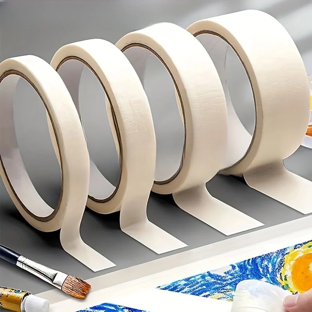 Woodworking Oil - เทปกาวมาสกิ้งเทปแบบความหนืดต่ำ สีขาว ด้านเดียว กระดาษเครปสำหรับงานวาดภาพสีน้ำมัน อุปกรณ์วาดภาพร่าง