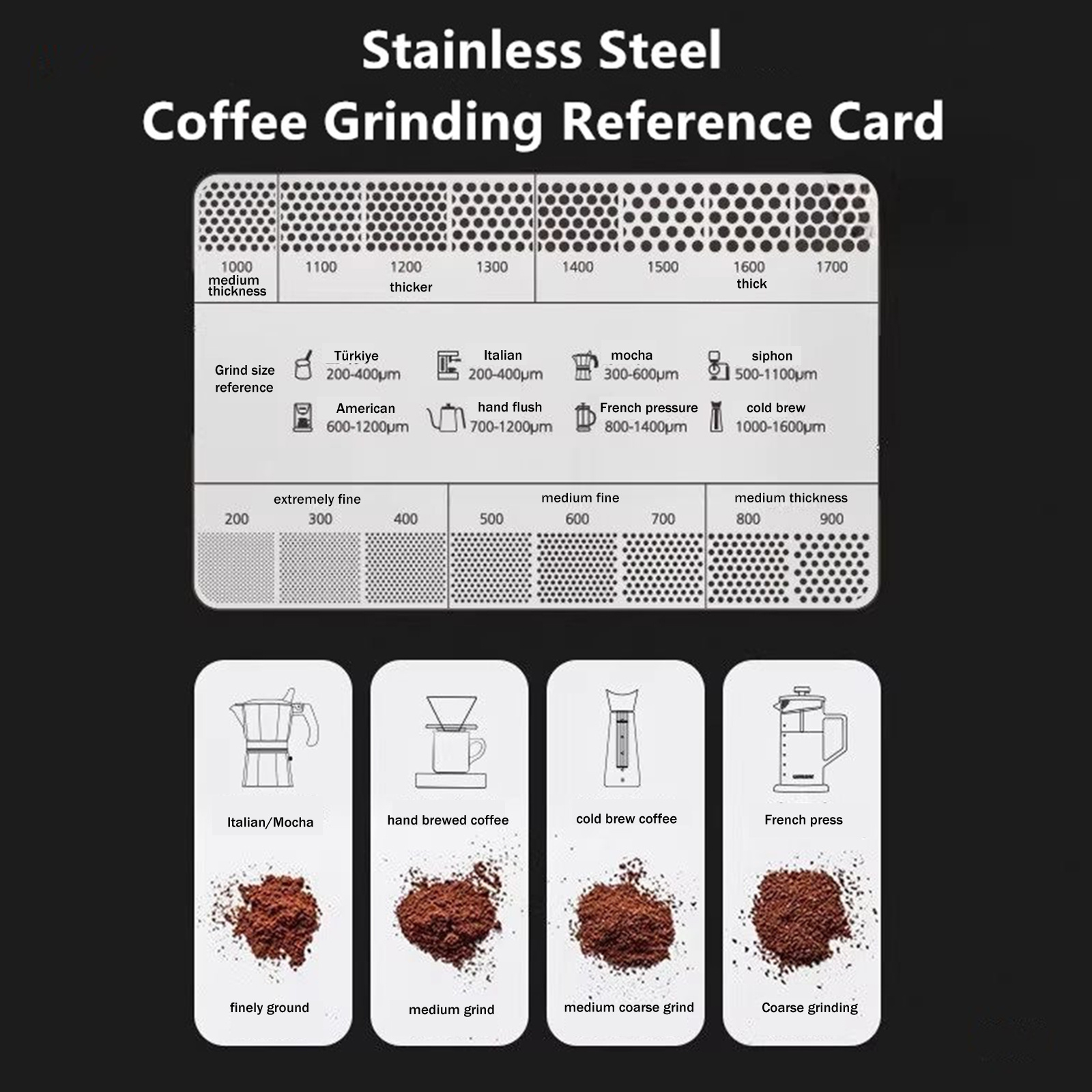 Card Scraper Steel - เครื่องบดกาแฟ 1 ชิ้น พร้อมการ์ดเปรียบเทียบความละเอียด บดละเอียดได้ตามมาตรฐาน วัดขนาดได้อย่างแม่นยำ