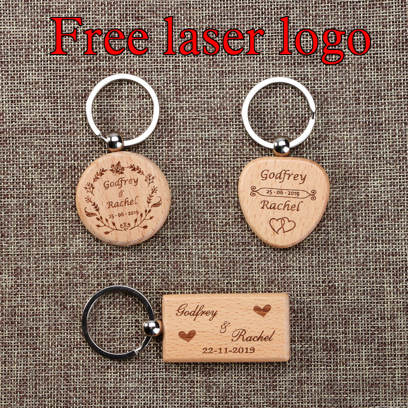 Woodworking Logos - ที่กําหนดเองพวงกุญแจไม้เลเซอร์แกะสลักแท็กไม้บีชรอบสี่เหลี่ยมผืนผ้าส่วนบุคคลโลโก้ของขวัญ Retro Key Tags