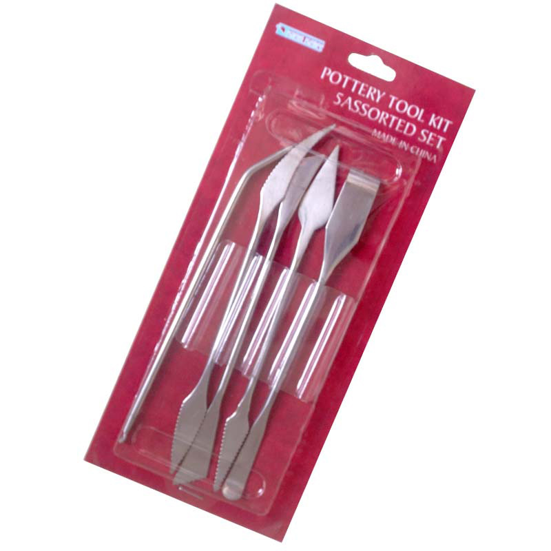 Card Scraper Steel - ชุดมีดสแตนเลส 5 ชิ้น, เครื่องมือปั้นดินเผาแบบการ์ดสีแดง, ผลิตภัณฑ์ดินเผา, อุปกรณ์เสริมประเภทมีด