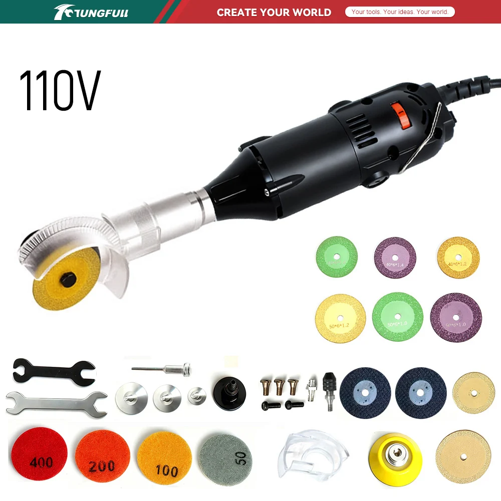 Woodworking Jobs - เครื่องเจียรมุมขนาดเล็ก TUNGFULL 110V เครื่องขัดไฟฟ้าแบบพกพา สำหรับงานตัดโลหะ ไม้