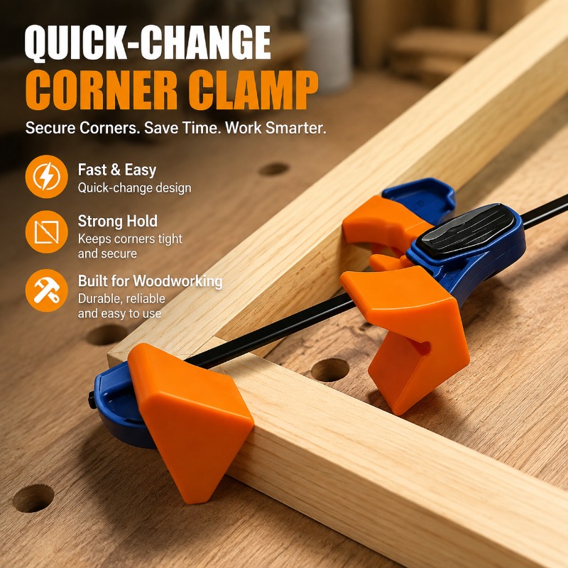 Woodworking Clamp - อะแดปเตอร์ยึดมุมแบบหนีบเร็ว, ตัวล็อกจับยึดอย่างรวดเร็ว, อุปกรณ์ยึดจับงานไม้สำหรับการติดแผ่นไม้