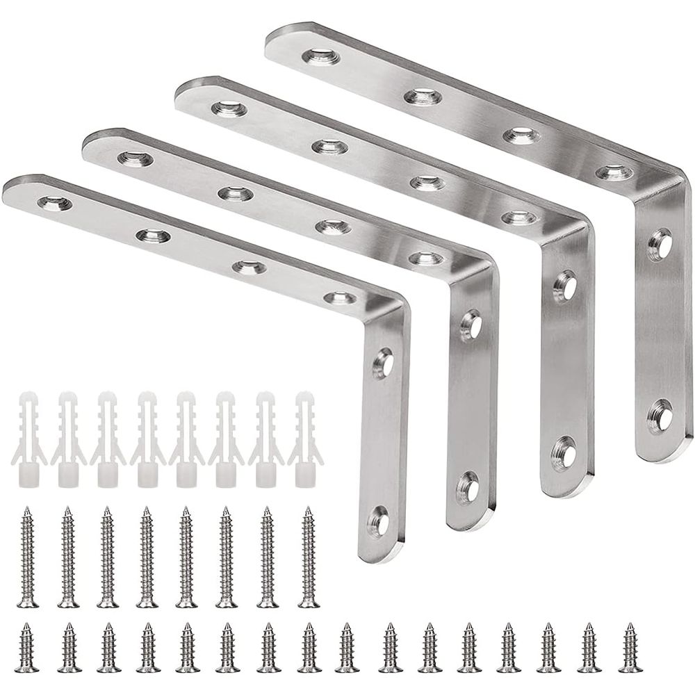 Woodworking X Brace - เหล็กค้ำยึดชั้นวางของสแตนเลสแบบหนาพิเศษ 5 x 3 ชิ้น รับน้ำหนักได้