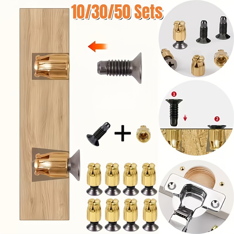 Woodworking Shops - ชุดซ่อมบานพับแบบใช้ซ้ำได้ 10/30/50 ชุด, ชุดอุปกรณ์ยึดโลหะสำหรับซ่อมประตูตู้, แผ่นเสริมความแข็งแรงสำหรับประตูไม้เนื้อแข็ง