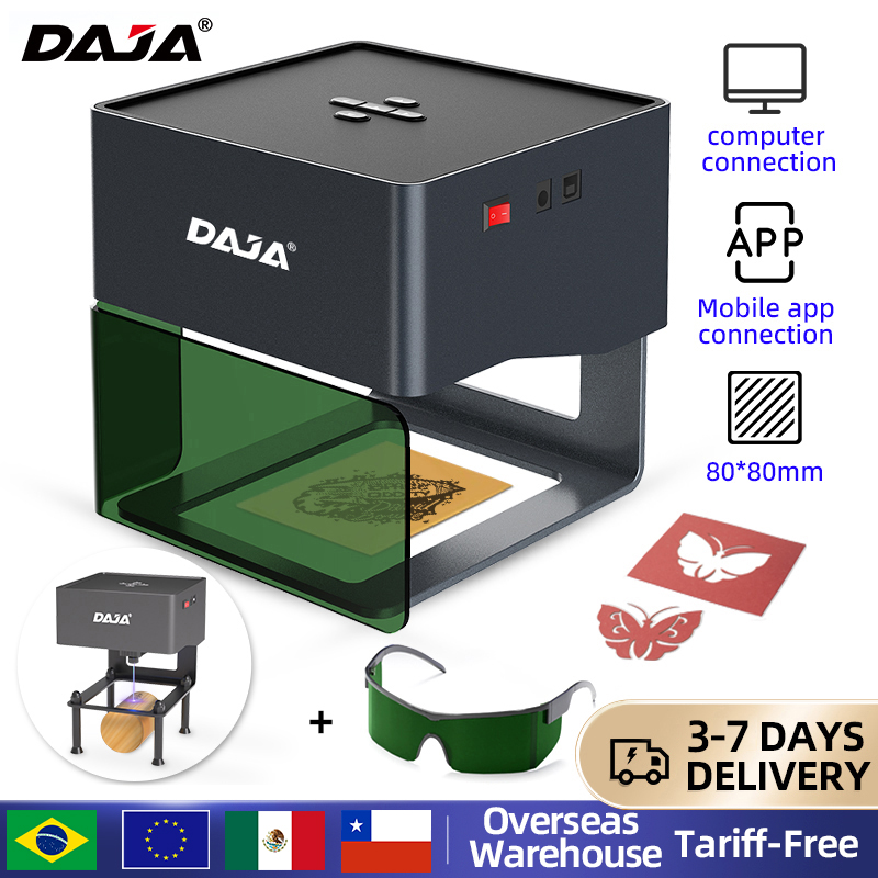 Woodworking Logos - DAJA DJ6 มินิแบบพกพาเลเซอร์แกะสลัก DIY เครื่องบลูทูธทาสีแท็กสุนัขกระดาษหนังไม้พลาสติกโลโก้เครื่อง CNC